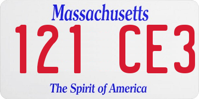 MA license plate 121CE3