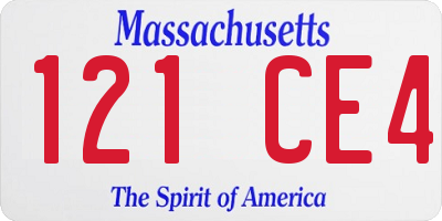 MA license plate 121CE4