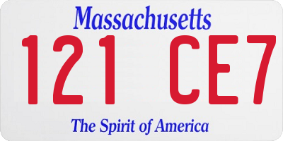 MA license plate 121CE7