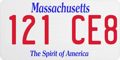 MA license plate 121CE8