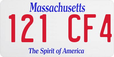 MA license plate 121CF4