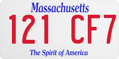 MA license plate 121CF7