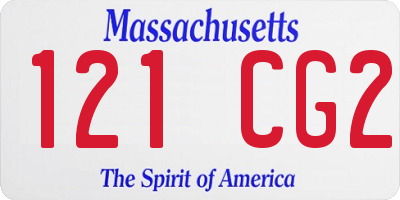 MA license plate 121CG2