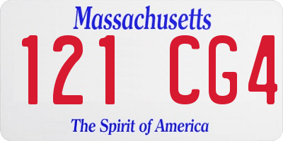 MA license plate 121CG4