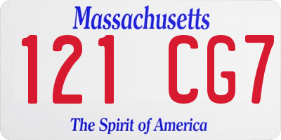 MA license plate 121CG7