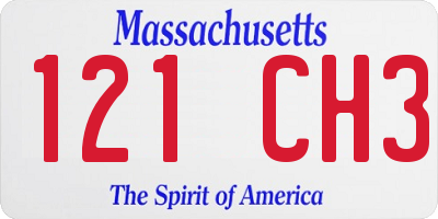 MA license plate 121CH3