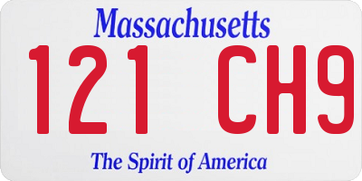 MA license plate 121CH9