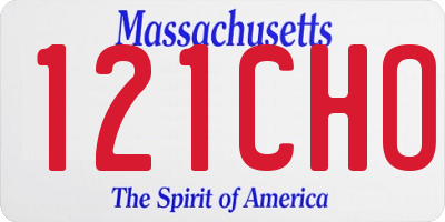 MA license plate 121CHO