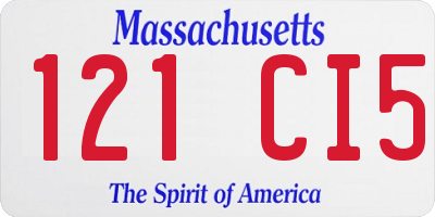 MA license plate 121CI5