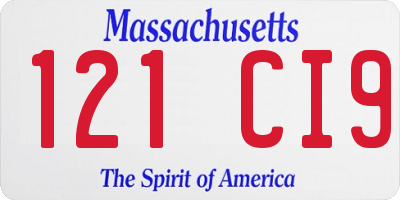 MA license plate 121CI9