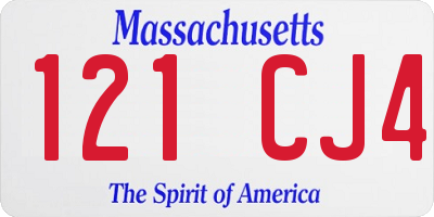 MA license plate 121CJ4