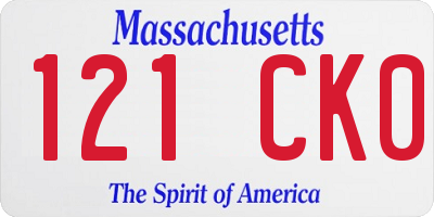 MA license plate 121CK0