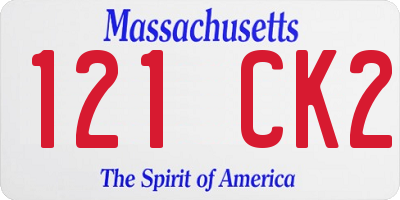MA license plate 121CK2