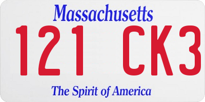 MA license plate 121CK3
