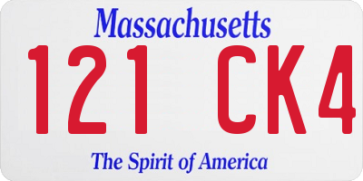 MA license plate 121CK4