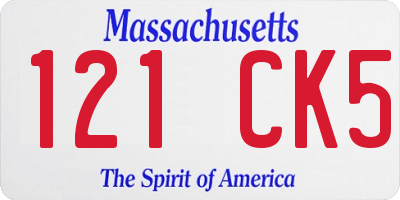 MA license plate 121CK5