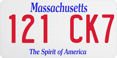 MA license plate 121CK7
