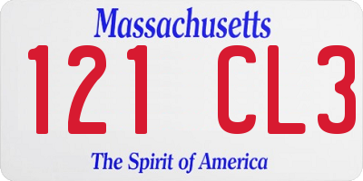 MA license plate 121CL3