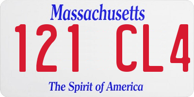 MA license plate 121CL4