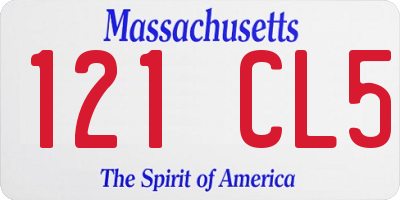 MA license plate 121CL5
