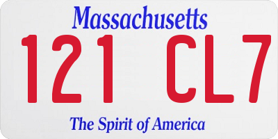 MA license plate 121CL7