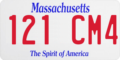 MA license plate 121CM4