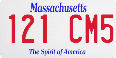 MA license plate 121CM5