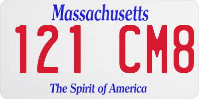 MA license plate 121CM8