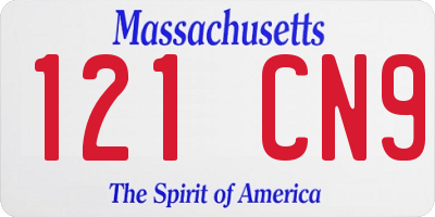 MA license plate 121CN9