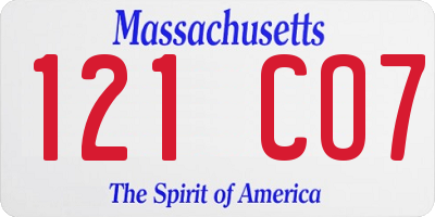 MA license plate 121CO7