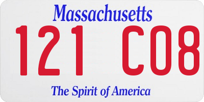 MA license plate 121CO8