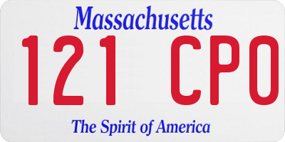 MA license plate 121CP0