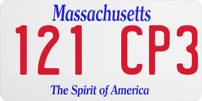 MA license plate 121CP3