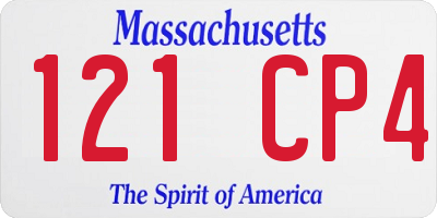 MA license plate 121CP4