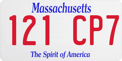 MA license plate 121CP7