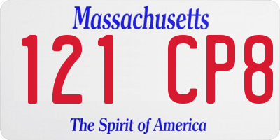 MA license plate 121CP8