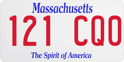 MA license plate 121CQ0