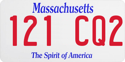 MA license plate 121CQ2