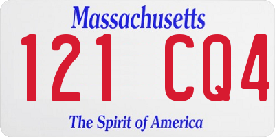 MA license plate 121CQ4