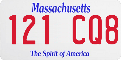 MA license plate 121CQ8