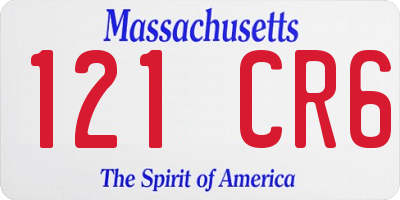 MA license plate 121CR6