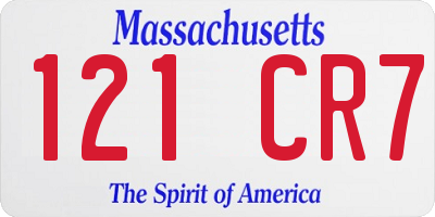 MA license plate 121CR7