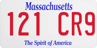 MA license plate 121CR9