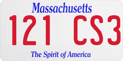 MA license plate 121CS3