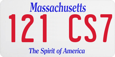 MA license plate 121CS7