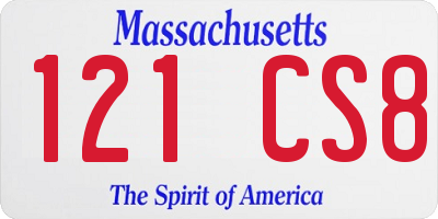 MA license plate 121CS8