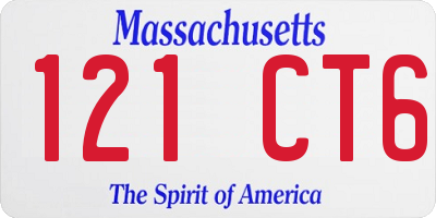 MA license plate 121CT6