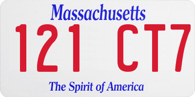 MA license plate 121CT7