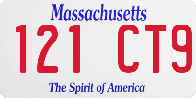 MA license plate 121CT9