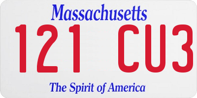 MA license plate 121CU3